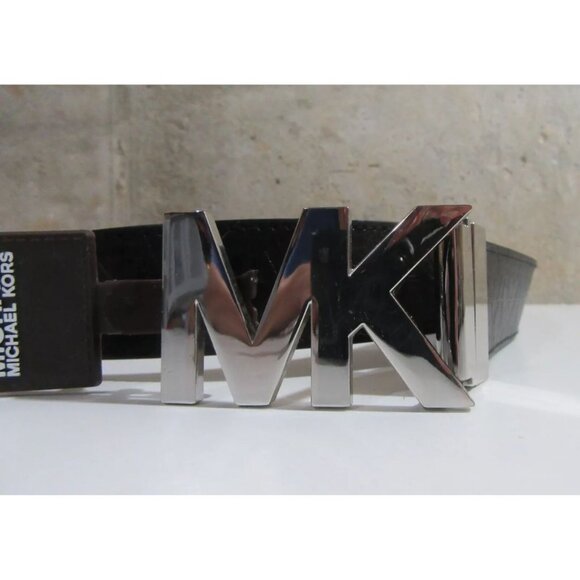 Michael Kors Womens Reversible Belt Black Signature Logo / Brown NWT Large - Picture 8 of 9